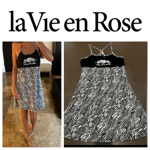 La Vie en Rose Zebra Print Dress with Elephant Detail Sz: S - Picture 1 of 16